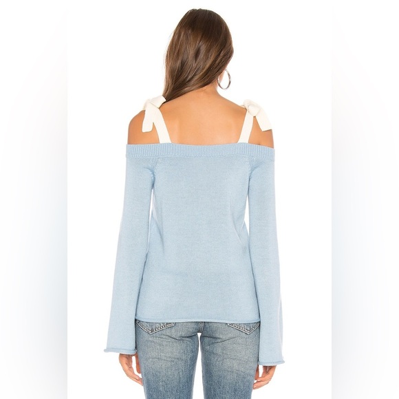 Lovers + Friends' Mercer Sweater Dusty Blue Tie Long Sleeve Wool Mix Size Small - Picture 11 of 12